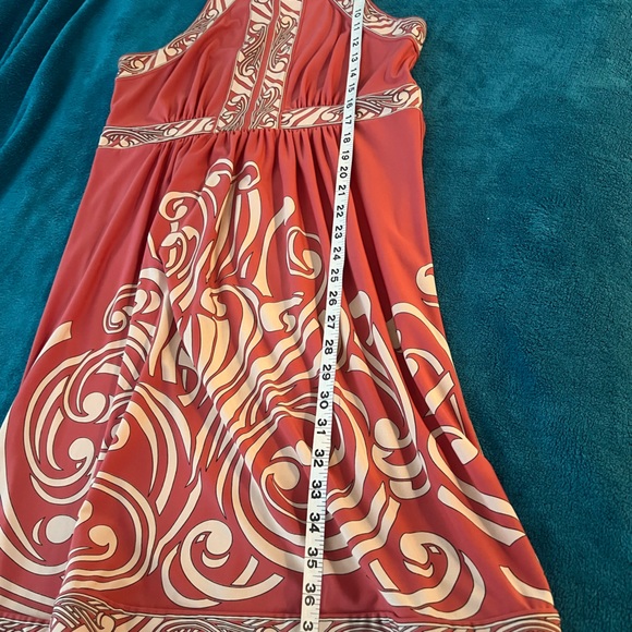 BCBGMaxAzria Damask Stained Glass Print Halter Dress Coral Pink Womens Medium - Picture 5 of 6